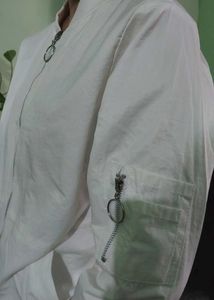 Stylish White Bomber Jacket