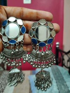 Boho Ethnic Oxidized Silver Earrings Set