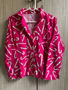 Candy Cane Print Pajama Top