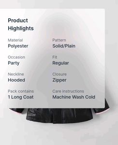 Black Faux Leather Hooded Jacket