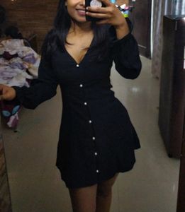 Black Button-Down Mini Dress