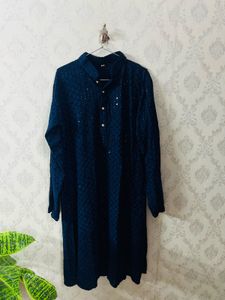 Elegant Navy Sequined Kurta