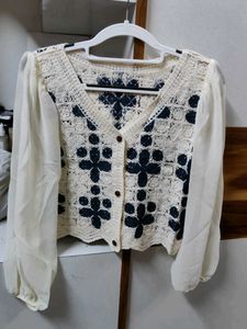 Chic Crochet Knit Button-Up Top