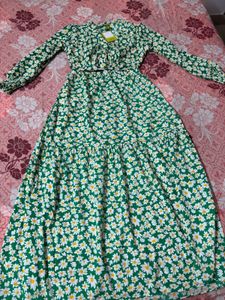Green Floral Cutout Maxi Dress
