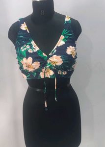 Tropical Print High-Waisted Bikini Set