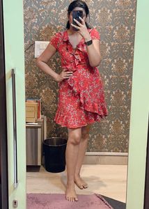 Scullers Red Floral Ruffle Dress