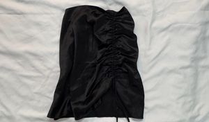Black Ruched Mini Skirt