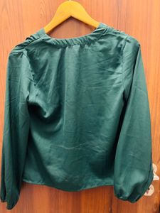 Emerald Green V-Neck Blouse