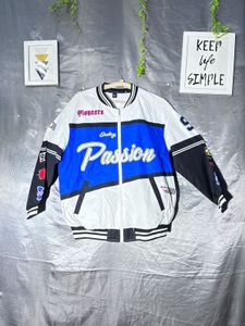 SHEIN Letter Graphic Colorblock Bomber Jacket