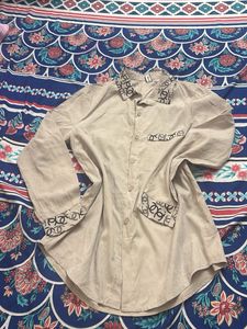 Designer Button-Up Shirt with Logo Detail