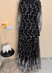 Elegant Black & Silver Embroidered Outfit