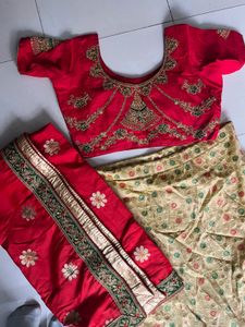 Elegant Red &amp; Gold Lehenga Choli Set