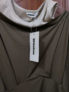 Chic Brown Off-Shoulder Dress