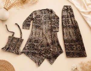 Brown Animal Print 3-Piece Co-Ord Set