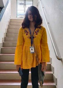 Yellow Embroidered Tunic Top