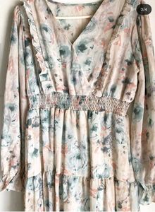 Floral Print Tiered Midi Dress