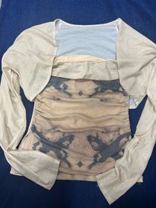 off shoulder top with a jacket