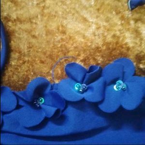 navy blue Floral Bikini Top