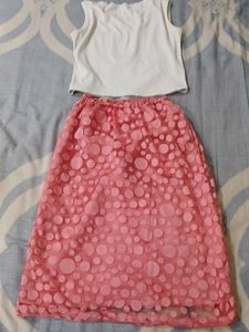 pinteresty Pink Skirt &amp; White Top Set