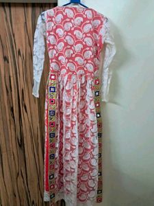 Beautiful Pink Printed Naira Cut Anarkali Gown