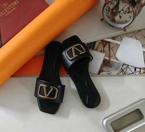 Valentino Garavani Black Leather Slides