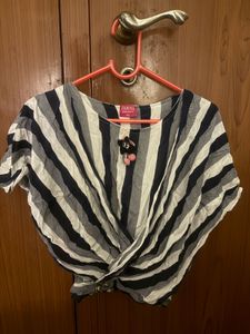Striped Twist Front Top