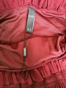 KAZO Brand New Wine/Maroon TexturedPleated dress