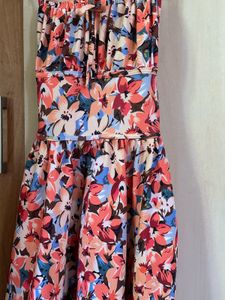 Floral Print Backless Beach Dress