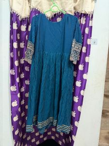 Teal Embroidered Anarkali Kurta