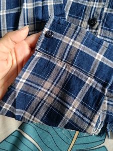 Blue Plaid Button-Up Shirt