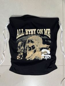 Graphic Print Black Tank Top