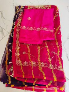 Embroidered darbari Saree