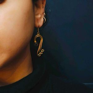 Amythest Gold Tone Dangle Earrings