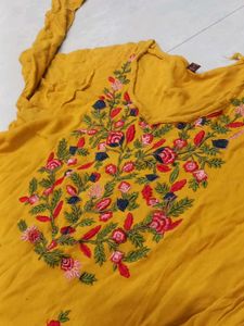 Yellow Embroidered Kurta