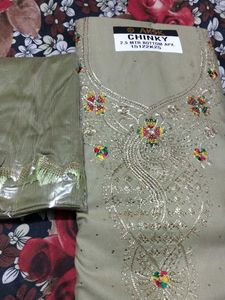 Embroidered Kurta Set Bottom Material