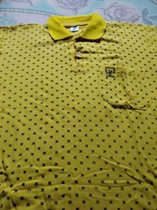 Yellow Polo T-Shirt with Black Print
