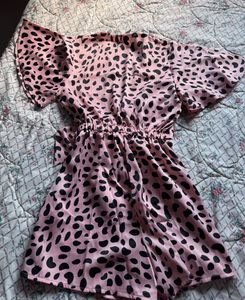 Pink Leopard Print Wrap Dress
