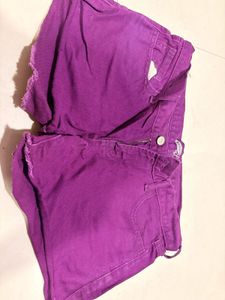 Purple Denim Shorts