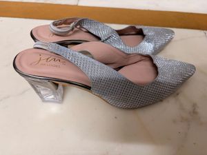 Sparkling Silver Slingback Heels