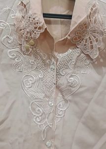 Peach embroidery shirt for women