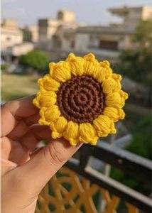 Handmade Crochet Sunflower Hair Clip