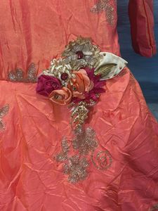 Beautiful Orange Embroidered gown