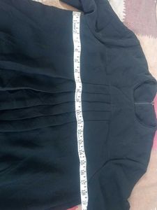 Elegant Black Kurta with Pleated Front