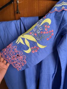 Beautiful Blue Embroidered Farshi Kurta Set