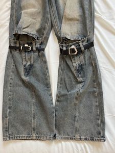 Unique belted wide leg-bootcut jeans