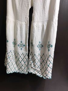 White Embroidered Palazzo Pants