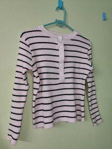 Striped Ribbed Long Sleeve Top