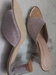 New Sparkly Rose Gold Block Heels UNUSED
