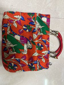 Vibrant Traditional Indian Art Print Silk Handbag