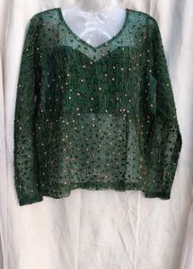 I. Elegant Green Embellished Blouse